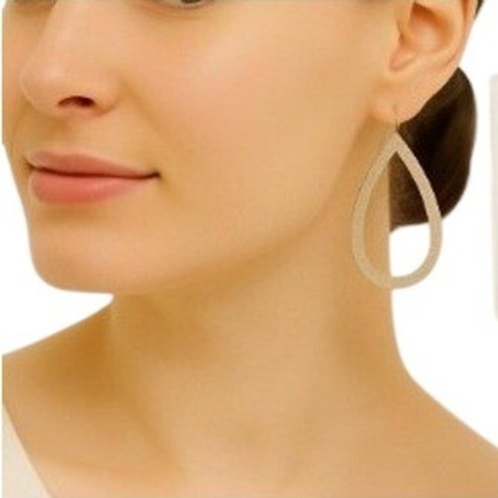 Women's Jewelry Teardrop Dangle Earrings Gold Tone Textured‎ Hoops